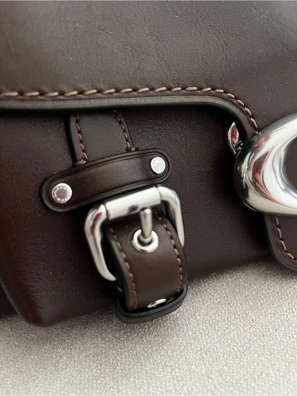 Coach Western Tabby Maple Dark Brown Leather Shoulder Bag with Silver 'C' - Picture 5 of 9